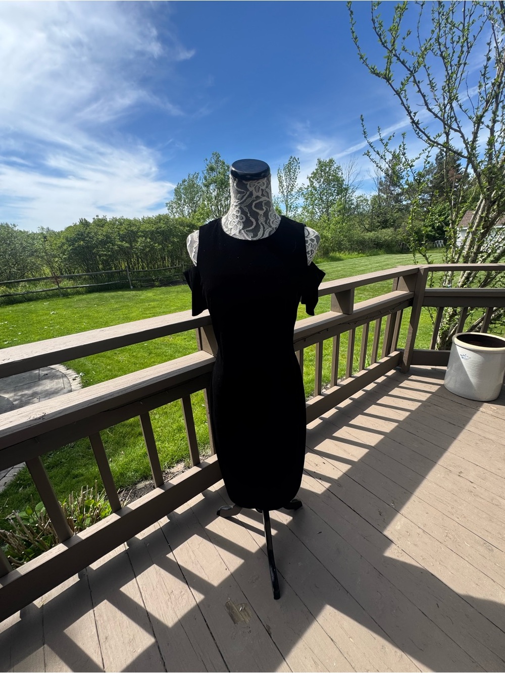 Calvin Klein Black Cold-Shoulder Velour Dress